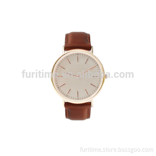 Super Slim Unisex Stainless Steel Watches , Leather Band